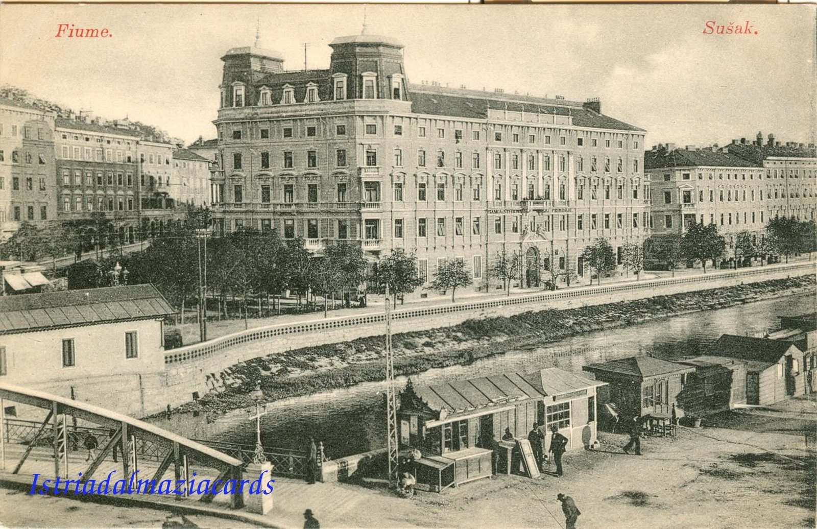 Cartolina d'epoca di Fiume e Sušak